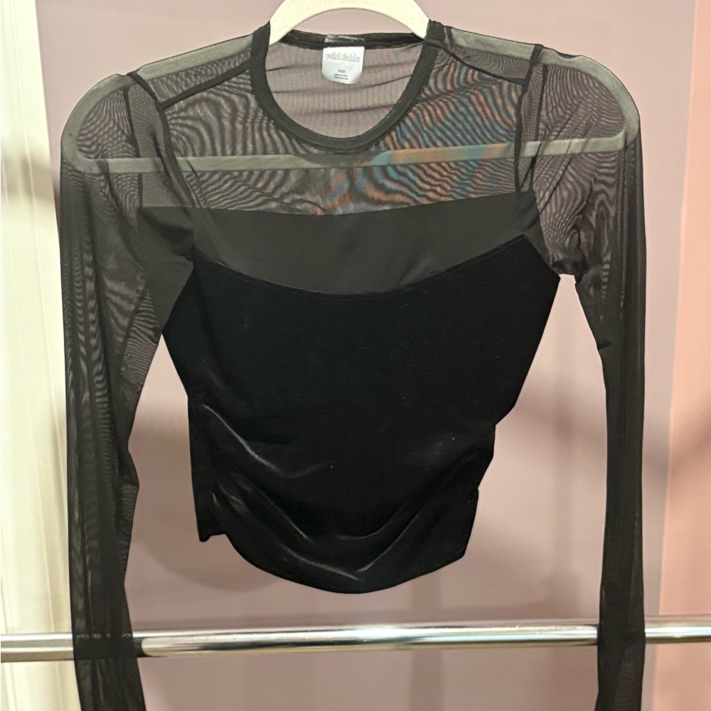 Wild Fable Sheer Black Long Sleeve